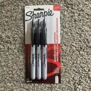 Sharpie Retractable Permanent Markers Ultra Fine Point Black 3 Count