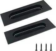 Bonsicoky 2 Pcs 4.7" Finger Flush Pulls - Aluminum Alloy Recessed Barn Door Handle - Rectangular Sliding Closet Handles for Drawers Cabinet Pocket Door - Black(Width: 40mm)