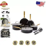 Gorgeous Gold 10-Piece Cookware Set: Induction Safe & Diamond Infused Nonstick