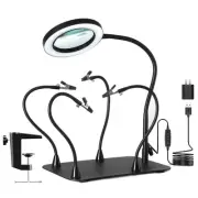5X&10X Magnifying Glass with Light and Stand, Flexible Magnetic Helping Hand,...