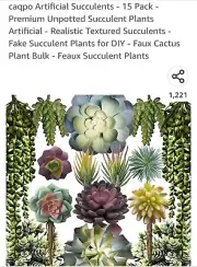 Artificial Faux Succulent Plants 4/Pks 60 Pieces Premium Unpotted New