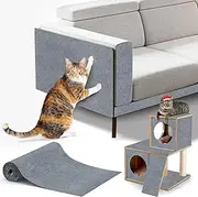 Cat Scratch Protector,Cat Scratch Mat Self-Adhesive Carpet Mat Trimmable (Light Grey, 23.6"x15.8")