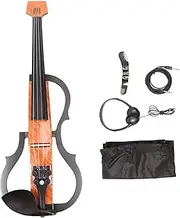 Silent Electric Violin, 4/4 Floor Tile Pattern Carbon Fiber Maple Wood Quiet Violin Set for Beginner Adults Teens Practice, 4/4 Full Size Silent Violin Set
