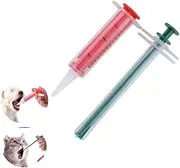 Pet Piller Gun Dog Pill Shooter Cat Piller Rubber Tip Oral Tablet Capsule or Liquid Pet Medical Feeding Dispenser Tool for Small Animals (Red+Green, One Size)
