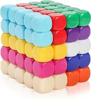 Noamus 100 Pieces Blank Dice, 16MM Acrylic Colored Dice Cubes, Assorted Color DIY Dice, Six Sided Bulk Dice for Board Games, DIY Sticker, Math Counting Teaching (10 Colors)