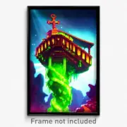 Pixel Art Poster - Slimy Ark (8 Bit Psychedelic Trippy Weird Video Game Print)