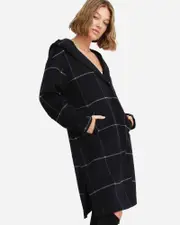 [Belle & Bloom] Walk This Way Wool Blend Oversized Coat - Navy Plaid
