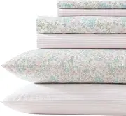 [Laura Ashley] Sheet Set, Super Soft Bedding Set with Deep Pocket, Includes Matching Bonus Pillowcases, Floral Home Decor (Jaynie Pink, Queen)