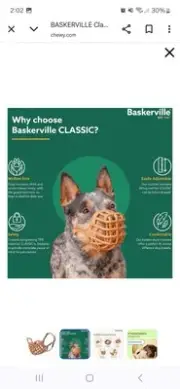 BASKERVILLE CLASSIC BASKET MUZZLE SIZE 6 TAN - NEW
