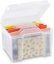 Tuperoymse Greeting Card Organizer & Storage Box with 6 Adjustable Dividers for Holiday Birthday Get Well Cards Photos, Crafts