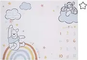 Disney Winnie The Pooh Multi Rainbow & White Super Soft Milestone Baby Blanket, Light Blue, White, Orange, Yellow