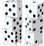 6 Pcs Dice Favor Boxes Casino Party Dice Favor Box Casino Theme Party Decorations 11x11x11 In 3D Dice Box Dice Decor Stacking Block Centerpieces Box for Game Night Las Vegas Party Supply (White)