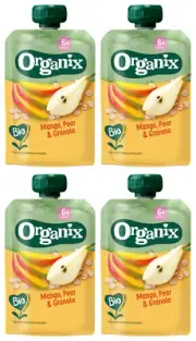 4 ORGANIX Bio Mango Pear & Granola Puree Dessert from 6 Months 100g 3.5oz