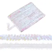 1-Pack Elastic Sequins Trim, 16 Yards 0.8 Inch 2 Row for Crafts [Fancy White]