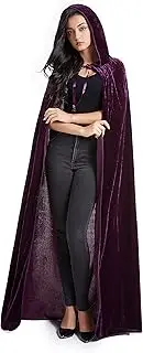 Crizcape Unisex Halloween Costume Cape Hooded Velvet Cloak Men Womens Purple