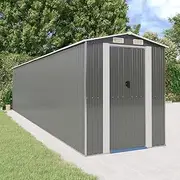 Garden Storage Shed, Outdoor Storage Shed Tool Store Cabinet Garden Shed Light Grey 192x855x223 cm Galvanised Steel