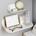 Punch-Free Floating Waterproof Storage Rack Wall Shelf Towel Rack Phone Holder