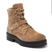 New in Box ALL SAINTS Paulina Suede Moto Boot Desert Sand Size US 8 EU 38 Biker
