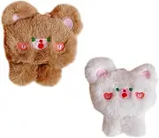 [HORIALENCE] 2Pcs Cute Plush Bear Brooch Lightweight Animal Accessories for Backpacks Clothes Hats Unique Cartoon Design Durable Portable Fashion Pins