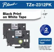 Brother P-Touch Standard Laminated Label Tape Black On White 2 Pack New