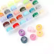 25pcs Multicolored Thread Filled Plastic Bobbins and Storage Box - New