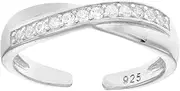 [Ritastephens] Sterling Silver Twisted Wave Cubic Zirconia Toe Ring Body Art Adjustable