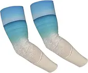 [FHEDVBN] Beach Clear Sea Sand Arm Sleeves Compression Arm Covers for Men Women Outdoor Sun Sleeves Cooling Sports Sleeve, Black