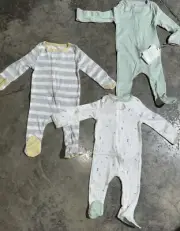 Cloud Island Baby 3pk 'I Love You' Zip-Up Sleep N Play Mint/White/Gray 3-6M NEW