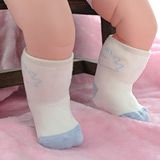 【KEROPPA】可諾帕MIT0~6個月嬰兒厚底止滑短襪x3雙(白配藍)C95001-B