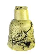 Raku Pottery Dot Turman Studio Art Piece Yellow Lidded Jar Primitive Tiki Look