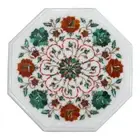 12" marble Inlay corner Side table top semi precious Gemstones Handmade work