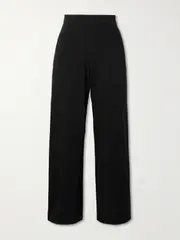 [Max Mara] Max Mara - Lama Ribbed Jersey Wide-leg Pants - Black - small small Black