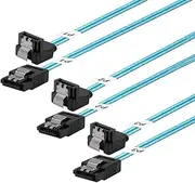 ADCAUDX SATA-III Cable:12 Inches,3 Pack SATA 90-Degree Cable SATA Right-Angle Cable Thin SATA Cable SATA 6-Gbps Cable with Locking Latch for SDD,HDD,Computer,Blue(0.3M)