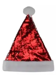Northlight 15" Red & Silver Reversible Sequined Santa Hat with Faux Cuf