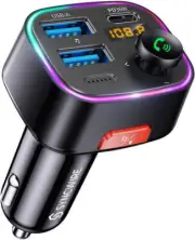 Syncwire Bluetooth 5.3 FM Transmitter Car Adapter 48W (PD 36W & 12W) [Light Swit
