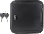 RV Baggage Door UV Proof Square Rounded Corner Black Compartment Storage Door for Motor Caravan Heavy Duty Aluminum Alloy Frame UV Resistant ASA Sandwich Panel 180 Degree Opening
