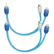 Pair of Raptor 9" RCA Y Adaptor 2 Female to 1 Male Coaxial Audio Cable