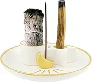 4 in 1 Incense Holder Ceramic Incense Burner Tray for Burning Sage Incense Stick Decorative Palo Santo Holder Incense Candle Holder for Home Office Yoga Meditation (B)