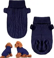 Small Dog cat Sweaters Knitted Warm Pet Cat Sweater, Proxima Direct Soft Dog Jumpers Cute Turtleneck Knitwear Dog Sweatshirt Winter Puppy Coat Kitten Sweater Clothes for Small Dogs Doggie Cats (Large, Dark blue)