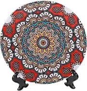 HAWILLOSCH Mandala Flower Decoration Plate Home Hanging Kitchen Living Decorative Wall Plate Pizza Plate Welcome Food Plate Decorations Wall Decor Floral Decor Ceramics