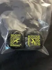 2020 SDCC International Set Of Black Marble W/ Comic Con Logo Dice New