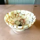 12"x4" White Agate Stone Wash Basin Handmade Powder Room Sink Hotel Countertop