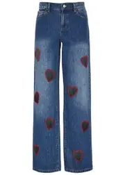 Alice + Olivia Karrie Heart Cut-out Straight-leg Jeans - Dark Blue - 26 (W26 / UK8 / S) 26 (W26 / UK8 / S)