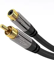 KabelDirekt – RCA Extension Cable – 3m – Break-Proof, for Brilliant Sound Quality (subwoofer/Audio Cable, RCA Male to Female, Ideal for Amplifier/HiFi, Analog & Digital)