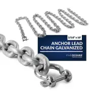 Boat Anchor Lead Chain with Shackles, 5/16" x 10' HTG4 Galvanized Steel Chain