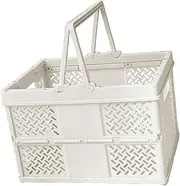 Amagogo Foldable Picnic Basket, Storage Crate, Portable Large Capacity Storage Basket, Shopping Basket for Outdoor BBQ Kitchen Home, White