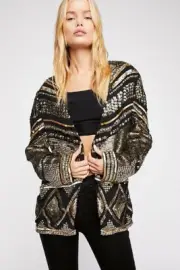 Free People Silversun Jacket Embellished Sequins & Beads NEW Medium $398