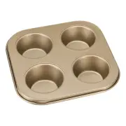Cupcake Pan, 4-Cup Round Non-Stick Muffins Pan for Baking, Gold