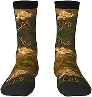 [EdWal] Soft Animal Deer print Moisture Wicking Socks Sports Socks for Men and Women Warm thermal Boot Hiking Socks