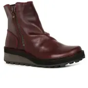 Fly London Hole Womens Wedge Heel Boots Wine 6 Uk/39 Eu